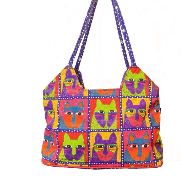 Vintage Laurel Burch Canvas Mini-tote Shoulder Bag - Picture 2 of 8